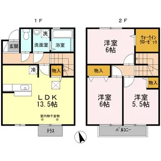 オークスコート西新在家 A棟の間取り