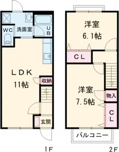 滋賀県長浜市八幡東町【アパート】の間取り