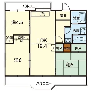 あさひマンション渡鹿【3階】の間取り