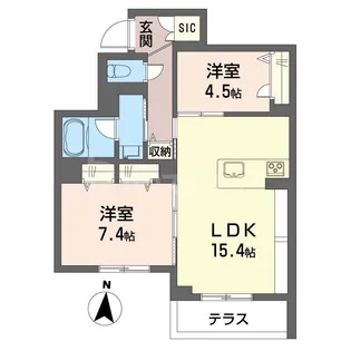 2LDKの間取り画像