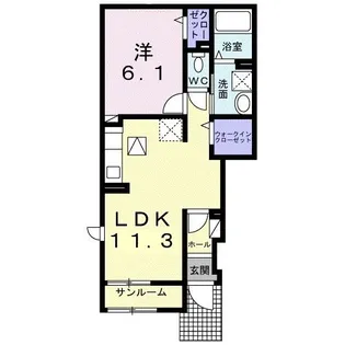 1LDKの間取り画像