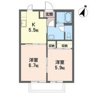 フレグランス・かわぐちD【2階】の間取り