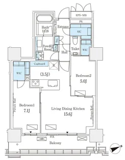 ロイヤルパークス品川【25階】の間取り