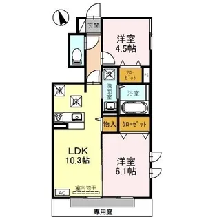 エソラ ソレーユ田寺東【1階】の間取り