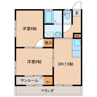 サングレイス横尾B棟【2階】の間取り