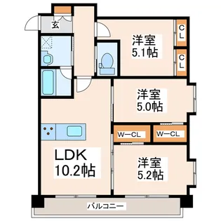 ヒルクレスト神水【3階】の間取り