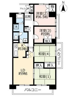 UR港北ニュータウンサントゥール中川【9階】の間取り