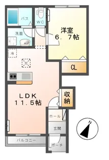 シャルマンフルール【1階】の間取り