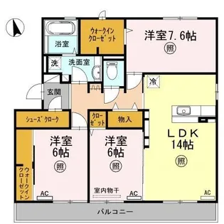 ヴォン・プレミアージュ B棟【2階】の間取り
