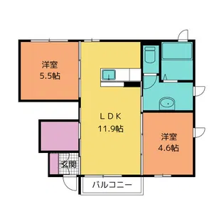 リア・フレールA【1階】の間取り