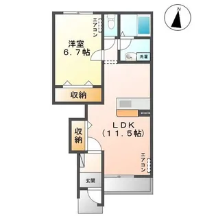 プティ ヴェール A【1階】の間取り
