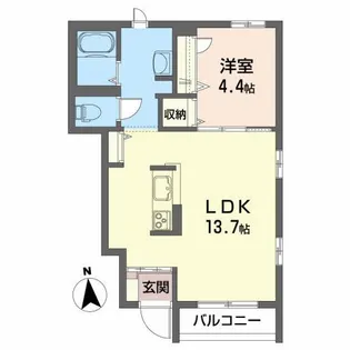 スマート五合田 B【1階】の間取り