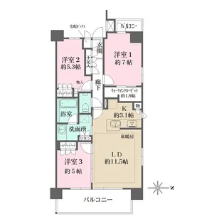 ザ・パークハウス武蔵新城フロント【3階】の間取り