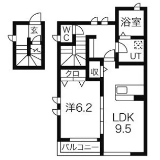 コモド・グレイス B【2階】の間取り