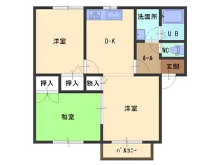 メンバーズタウン月町C棟【2階】の間取り
