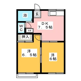 小山ハイツB棟【2階】の間取り