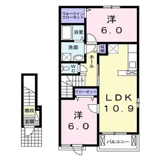 広島県福山市御幸町大字下岩成【アパート】の間取り