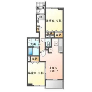 2LDKの間取り画像