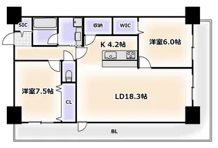 グランセジュール大国町【3階】の間取り