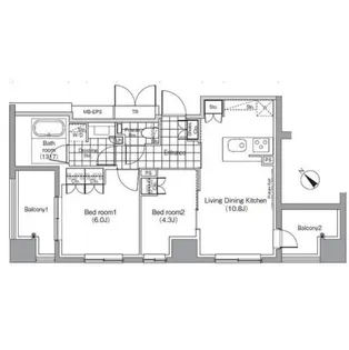 東京都港区赤坂6【マンション】の間取り