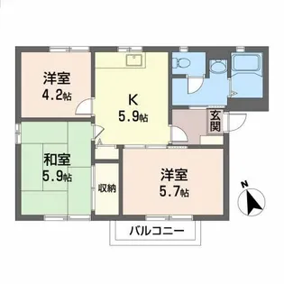 福島県二本松市竹田2【アパート】の間取り
