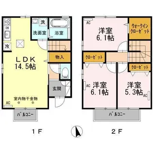 青森県八戸市沼館2【一戸建】の間取り