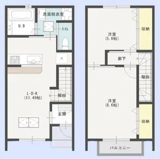 埼玉県鶴ヶ島市大字上広谷【一戸建】の間取り
