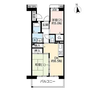 URコンフォール東鳩ヶ谷【5階】の間取り