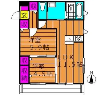 チッタ・デ・国府【2階】の間取り