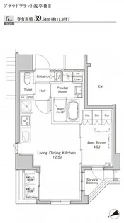 プラウドフラット浅草橋II【12階】の間取り