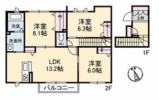シャーメゾンガーデンズU B棟【2階】の間取り