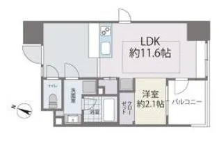 デュオフラッツ西新WEST【7階】の間取り