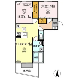 チェリーブロッソム F棟/G棟 F棟【1階】の間取り