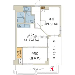 トーカンマンション高麗町【6階】の間取り