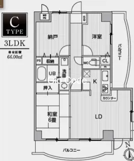リレント谷塚【6階】の間取り