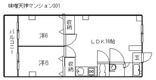 味噌天神マンション【3階】の間取り