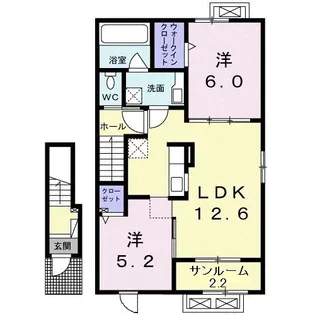 エバーグリーン瓜生【2階】の間取り