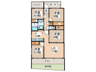 マイキャッスル調布深大寺【1階】の間取り