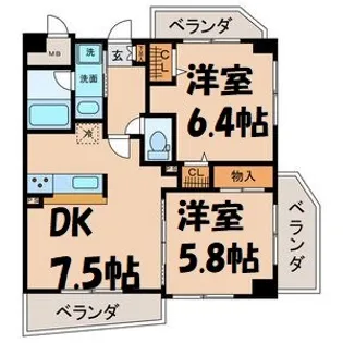 サンシティ名西通【2階】の間取り