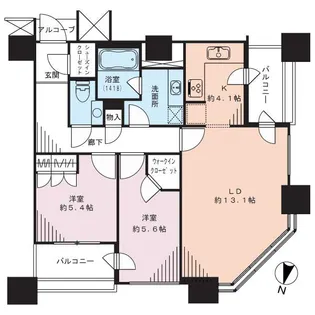 カテリーナ三田タワースイート イーストアーク【16階】の間取り