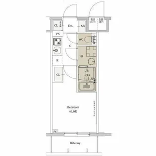 エスタート品川戸越II【6階】の間取り