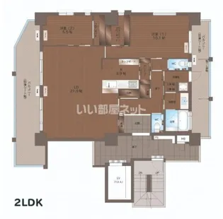 クオレンシア上之屋【12階】の間取り