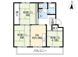UR鶴山台【3階】の間取り