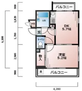 1DKの間取り画像