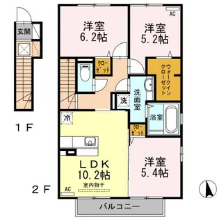 アムール城南 B棟【2階】の間取り