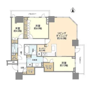 幕張ベイパーク クロスタワー&レジデンス【25階】の間取り