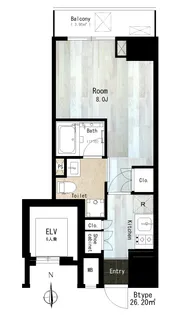 プレール・ドゥーク神楽坂【8階】の間取り