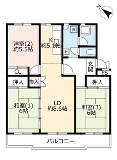 UR菊水三条【5階】の間取り