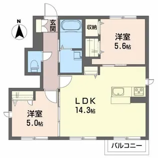 シャーメゾン浜田【1階】の間取り