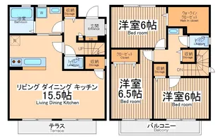 リビングタウン三ツ木Bの間取り